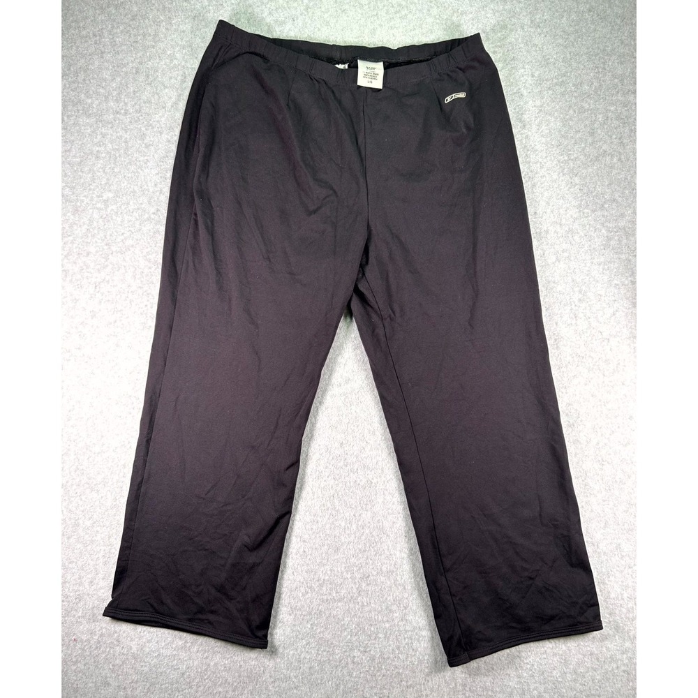 Reebok Athletic Pants Womens Large Black Nylon Stretch Straight Leg Pull On